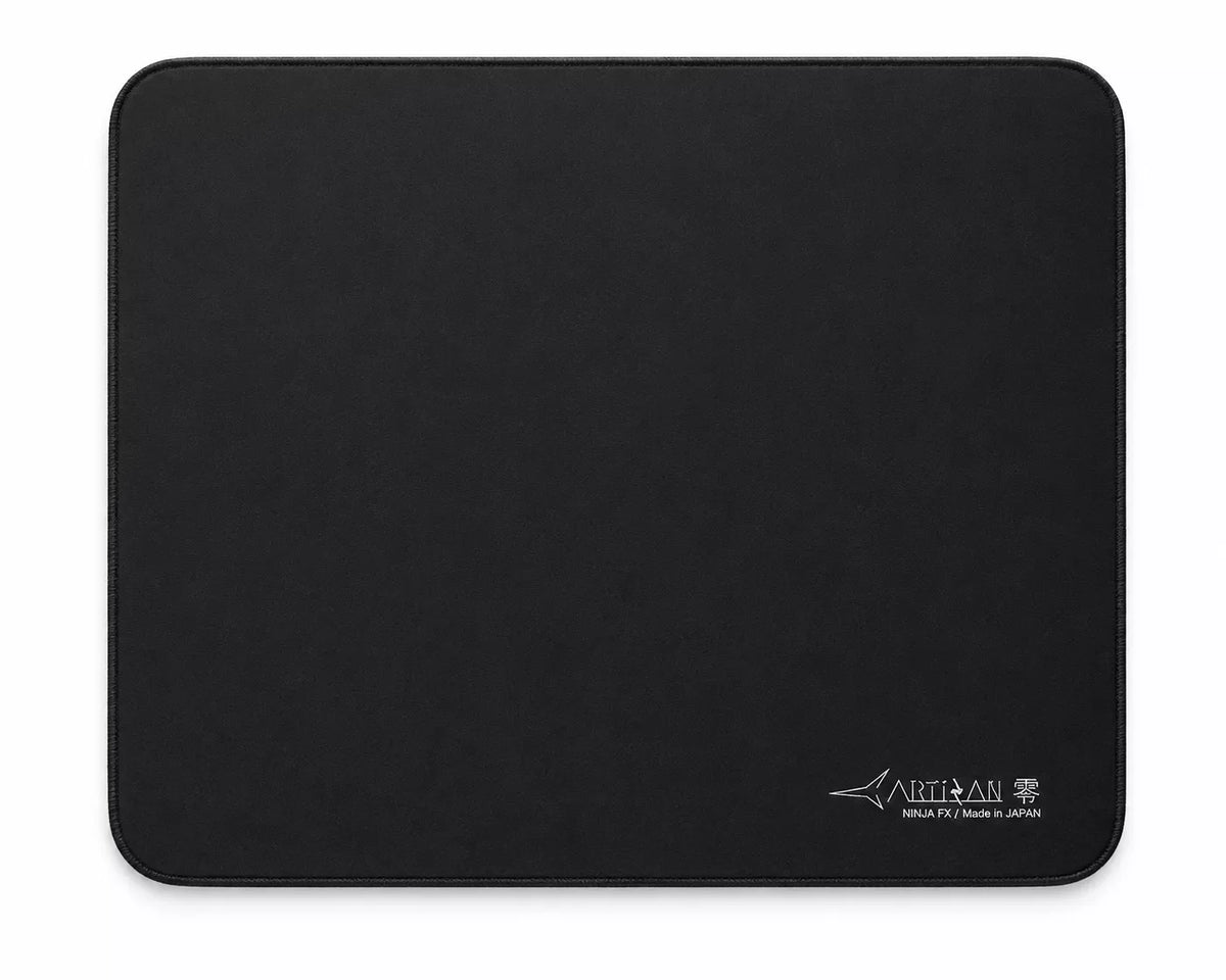 A black rectangular gaming mouse pad with rounded corners, featuring a small white ARTIZAN logo in the bottom right corner, set against a plain white background.
