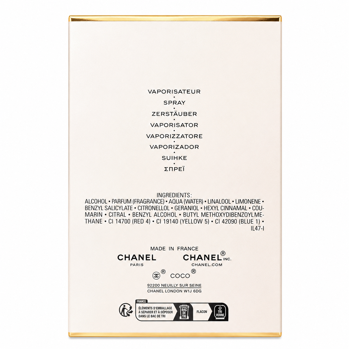 Chanel Coco Mademoiselle perfume box packaging