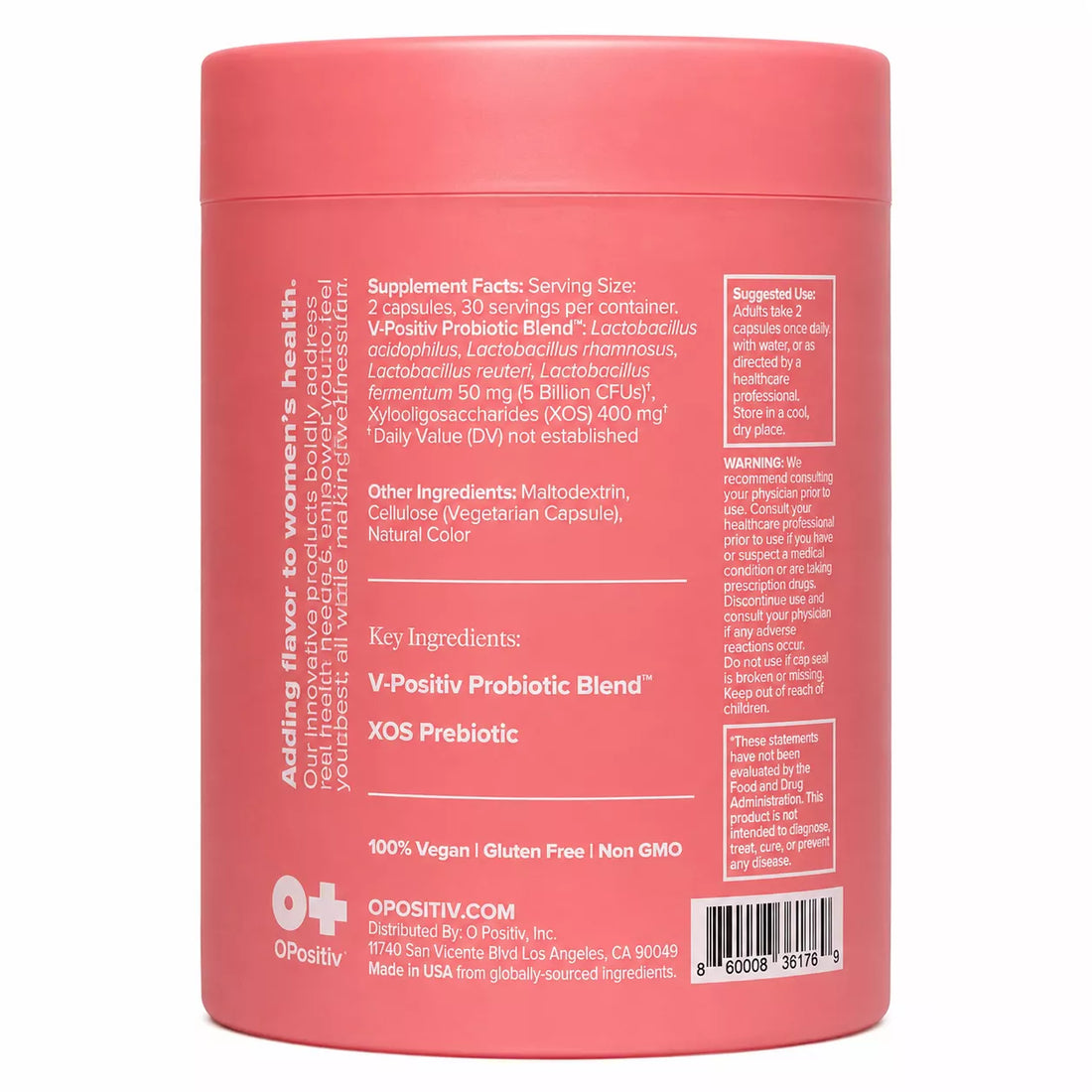 O Positiv URO Women's Probiotic Supplement, 60 Count