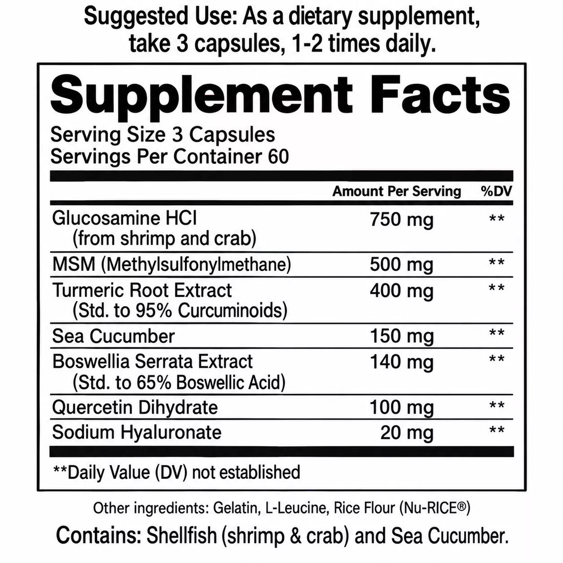 Jocko Fuel Joint Support Supplement, Glucosamine and Chondroitin, 60 Servings
