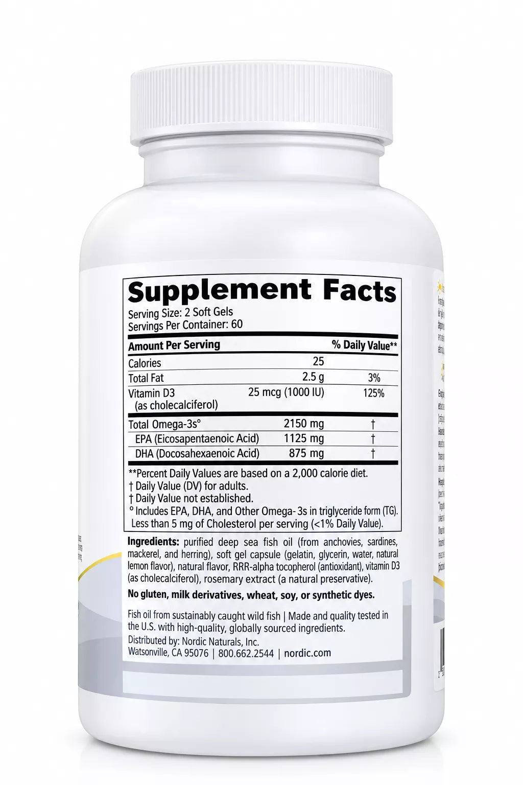 Nordic Naturals ProOmega 2000-D Fish Oil with Vitamin D3, 120 Softgels